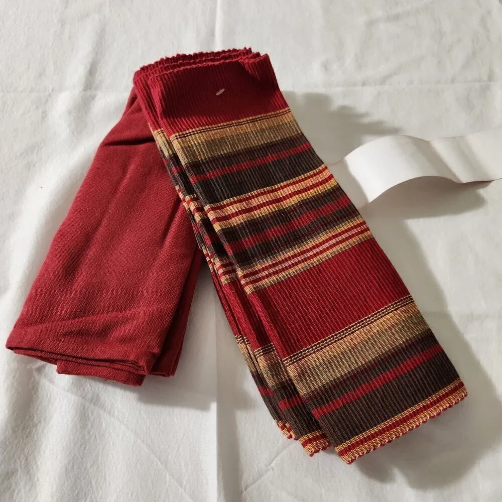 Kerala Kreations Multi-Color Burgundy 100% Cotton Placemats & Napkin Set Modern